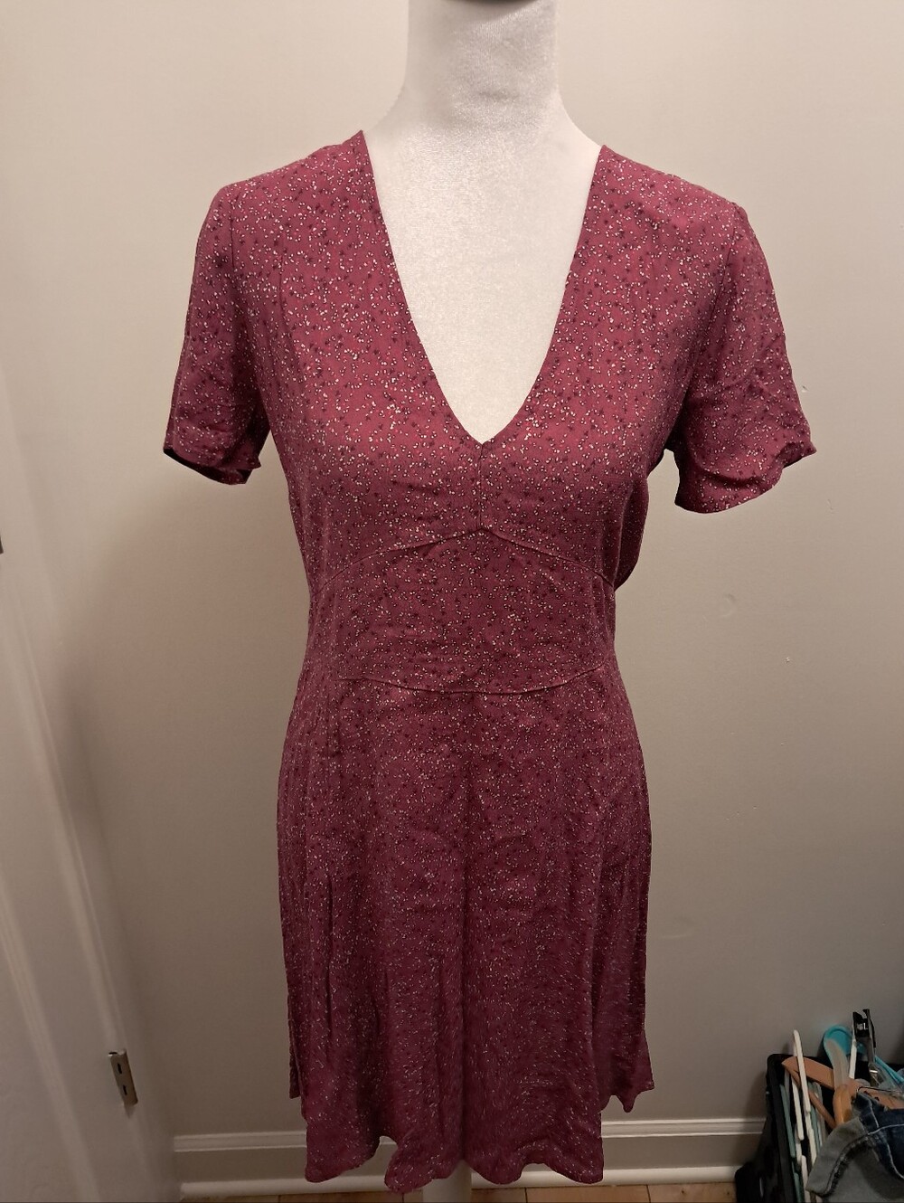 Gap Dress Women's 6 Small Mauve Berry Pink Ditsy Floral Summer Modest Vacation